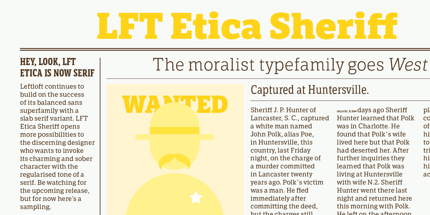 Пример шрифта LFT Etica Sheriff XBold Italic
