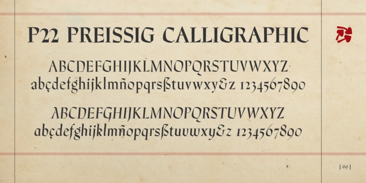 Пример шрифта P22 Preissig Calligraphic Regular