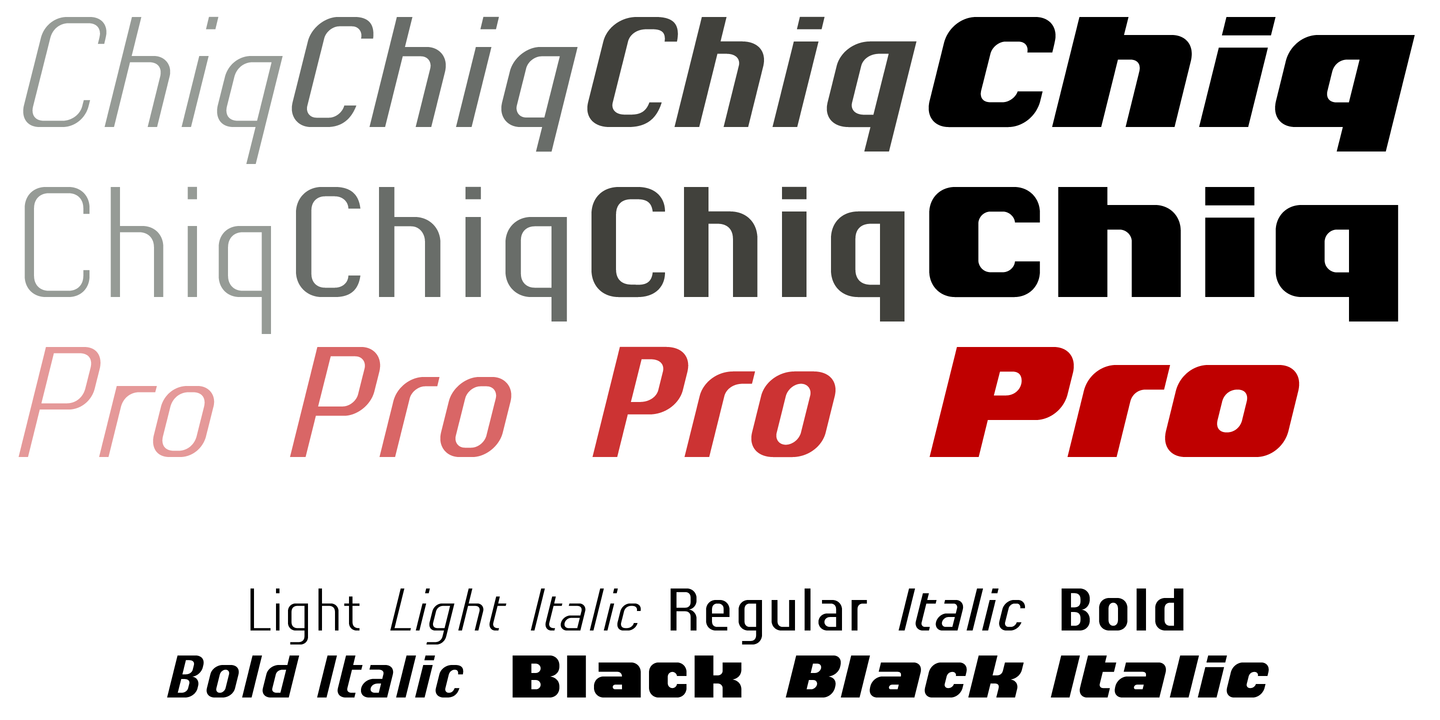 Пример шрифта Chiq Pro Italic