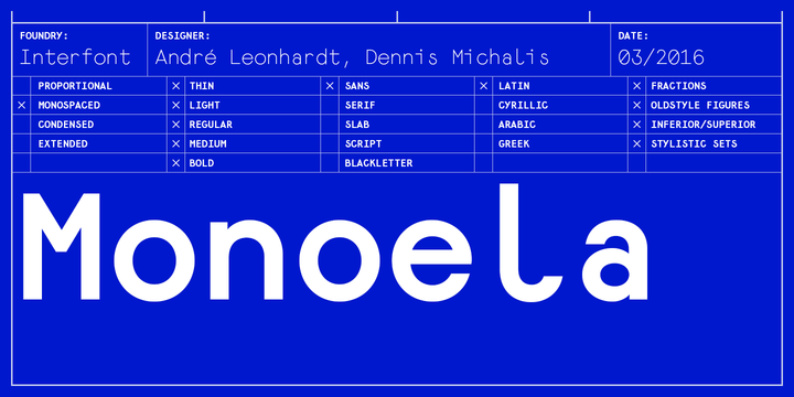 Пример шрифта Monoela