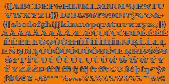 Пример шрифта Aramara Chromatic Engraved