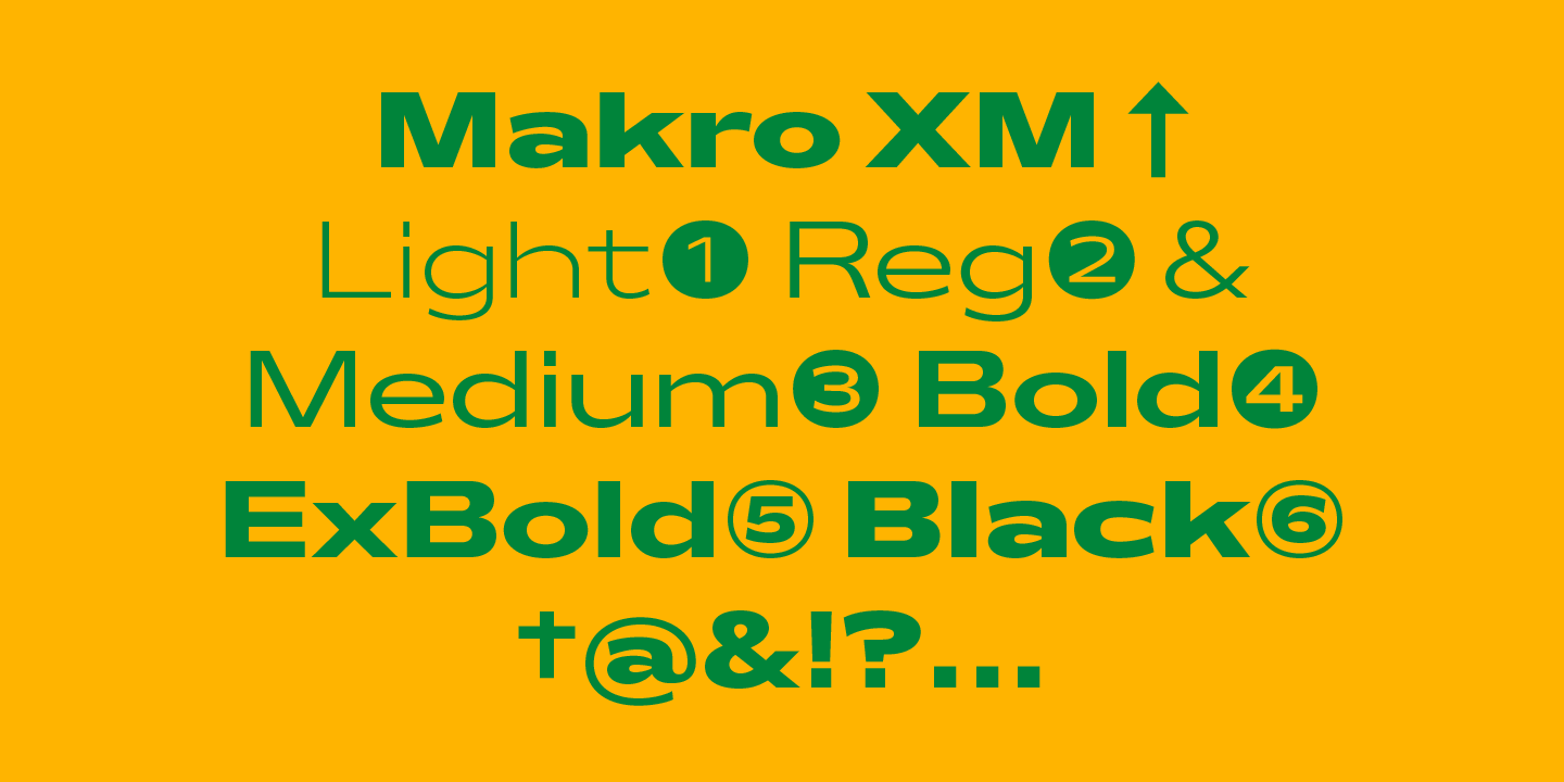 Пример шрифта Makro XM Bold Italic