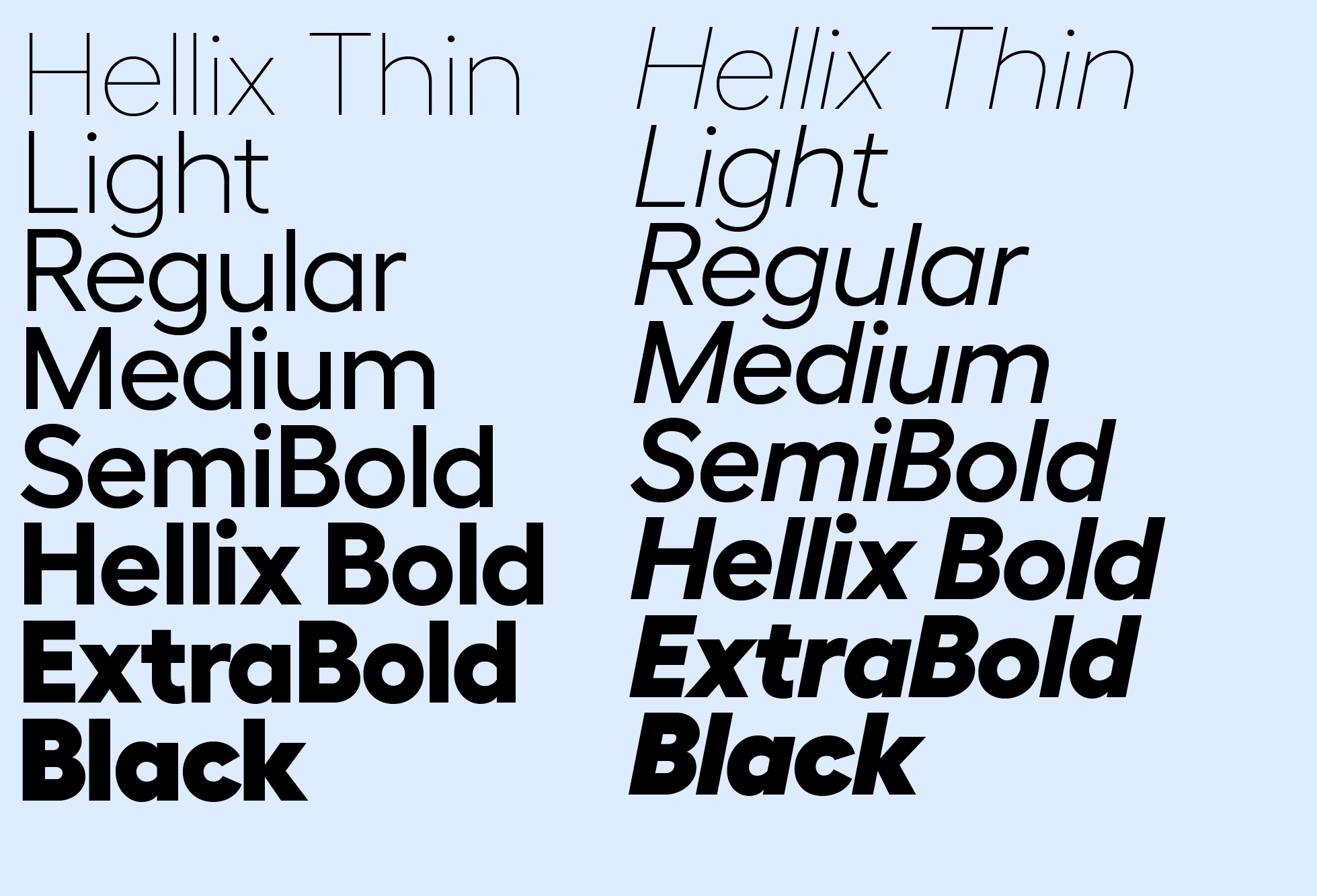 Пример шрифта Hellix Light