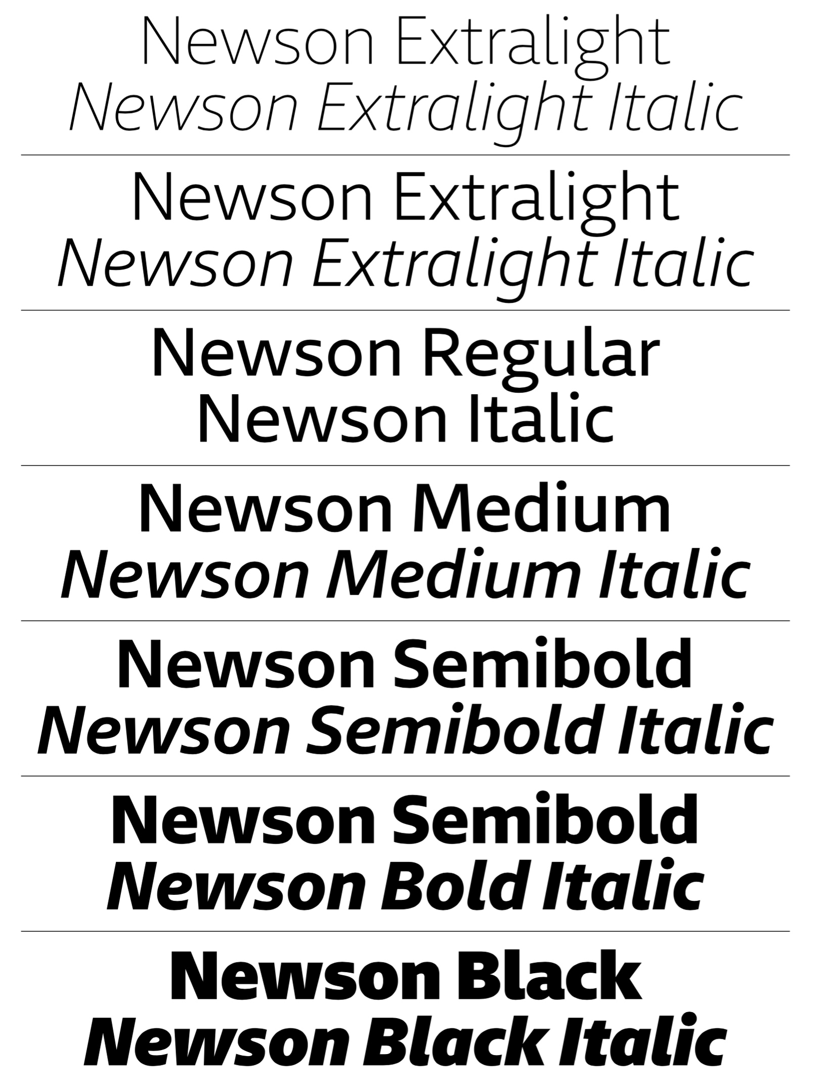 Пример шрифта Newson BoldI talic