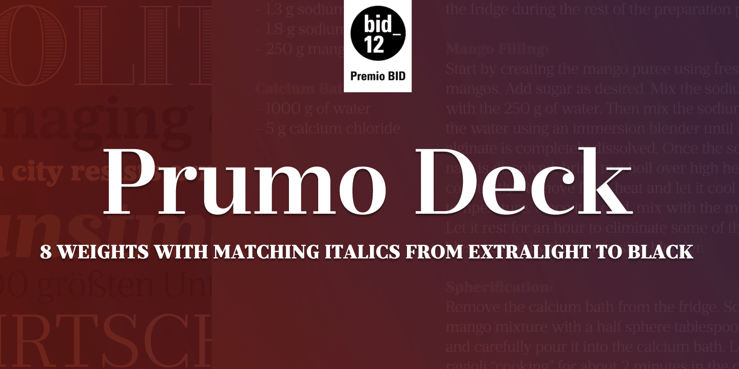 Пример шрифта Prumo Deck Extra Light Italic