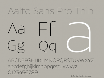 Пример шрифта Aalto Sans Pro Light Italic