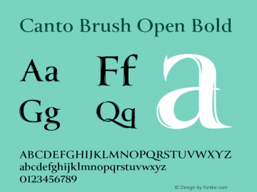 Пример шрифта Canto Brush Open Italic