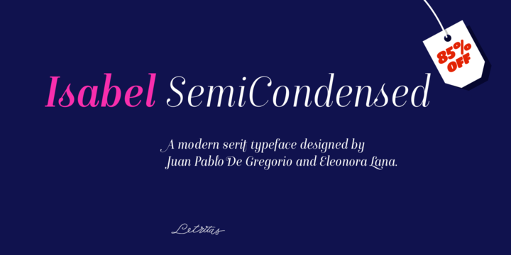 Пример шрифта Isabel Semi Cond Regular Italic