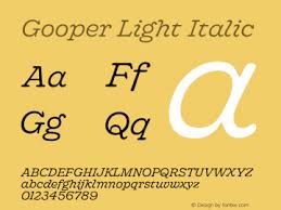 Пример шрифта Gooper Light Italic