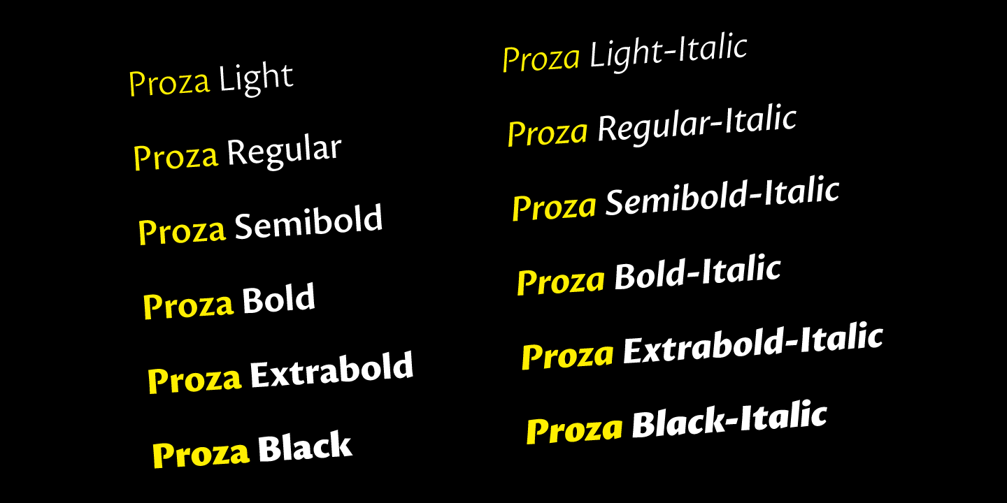 Пример шрифта Proza Italic