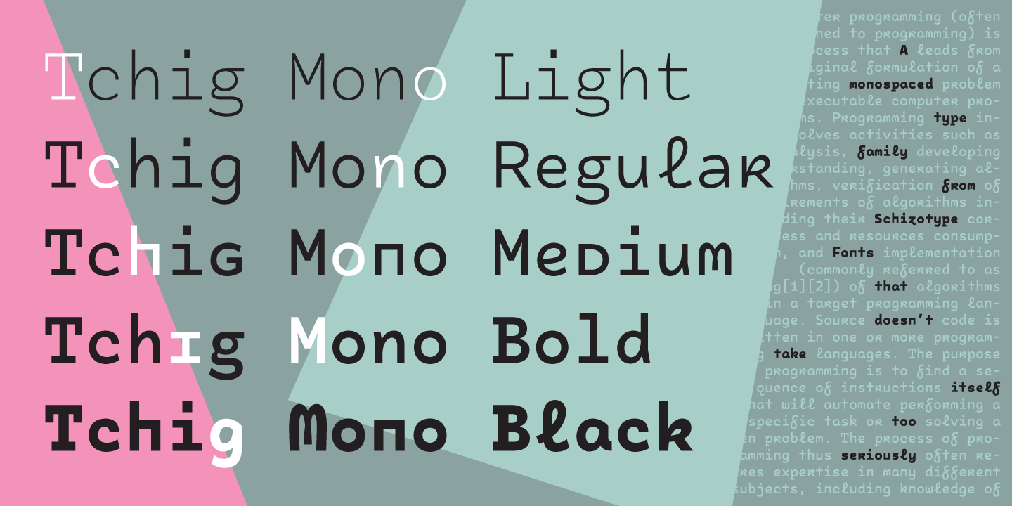 Пример шрифта Tchig Mono Bold