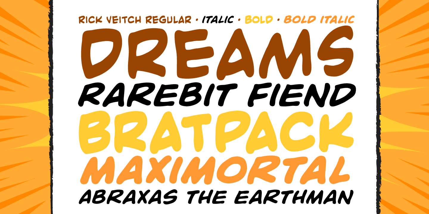 Пример шрифта Rick Veitch Bold Italic