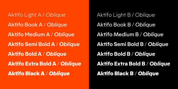 Пример шрифта Aktifo A SemiBold Oblique