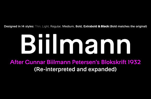 Пример шрифта Biilmann