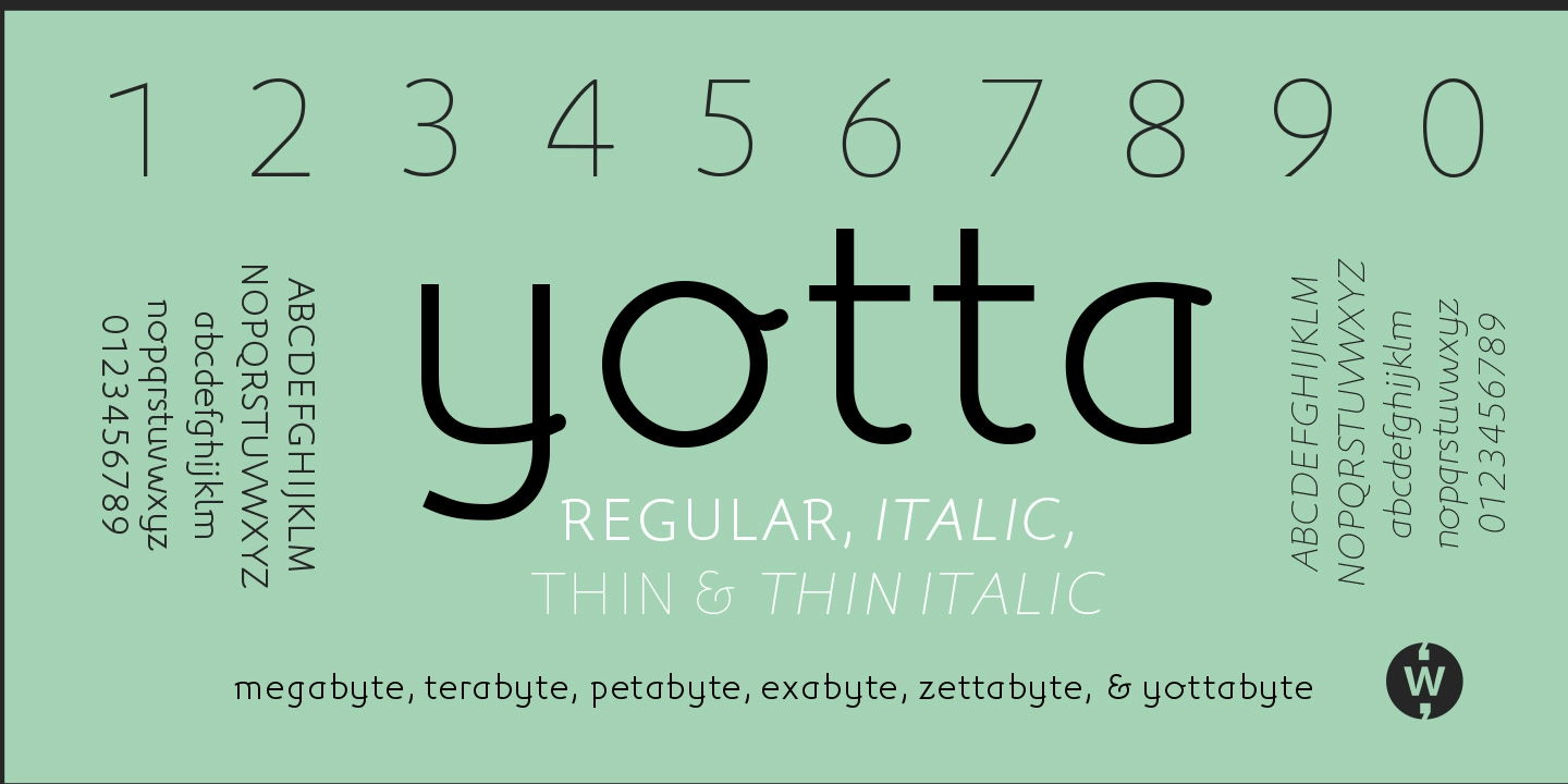 Пример шрифта Yotta Italic