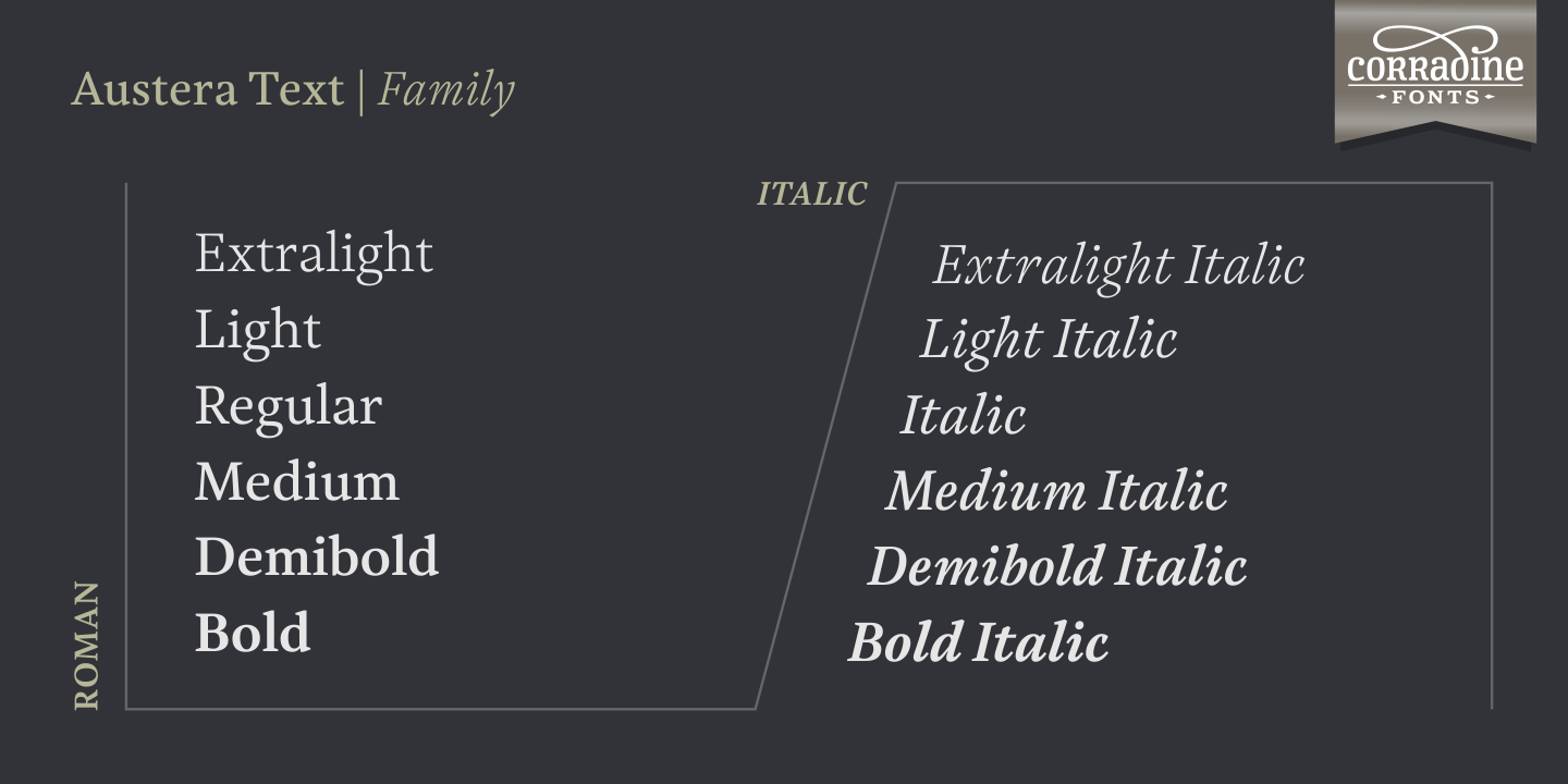 Пример шрифта Austera Text Light Italic