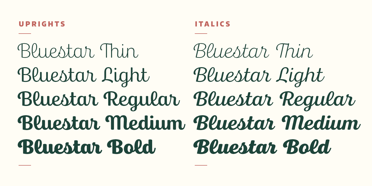 Пример шрифта Bluestar Thin