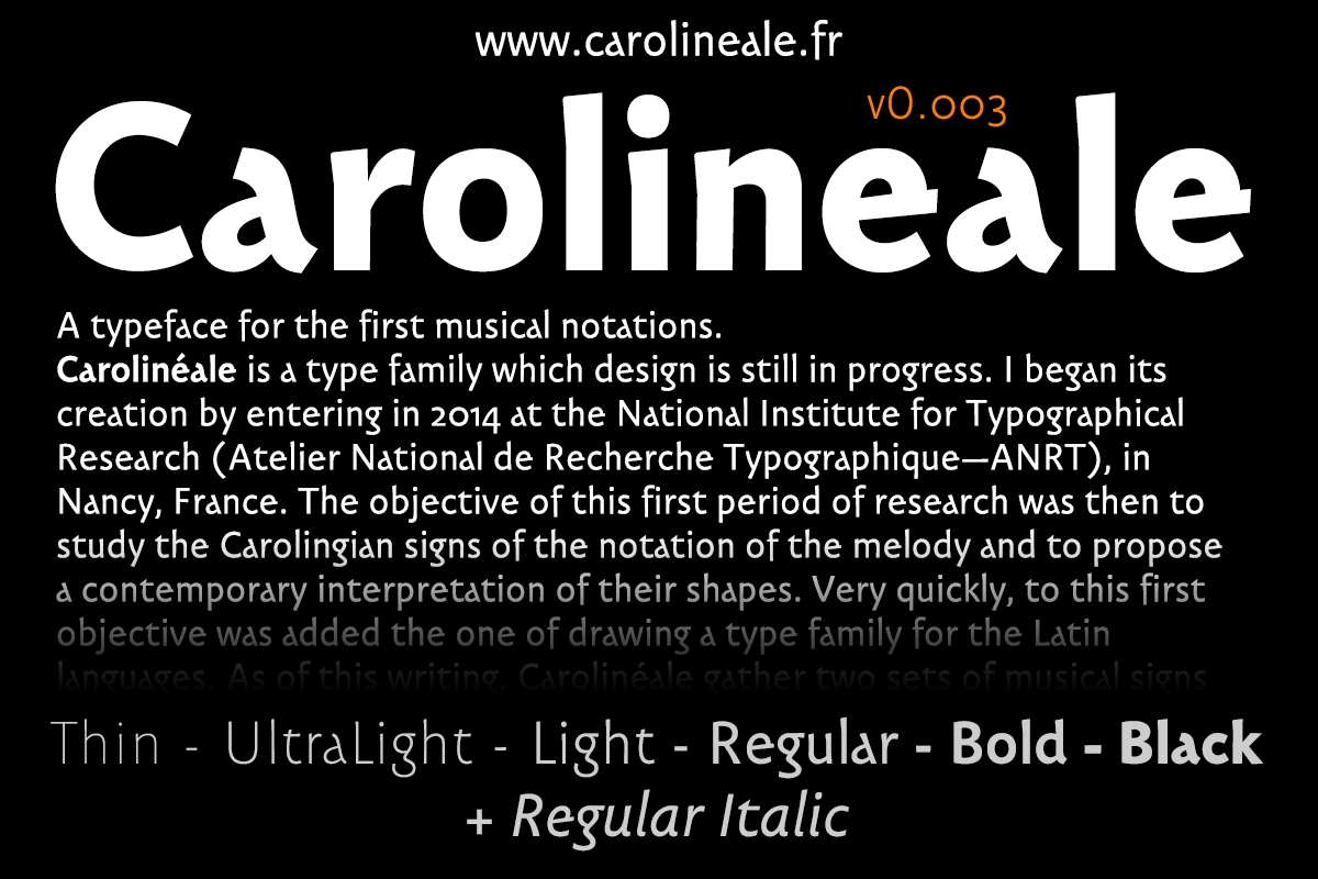 Пример шрифта Carolineale