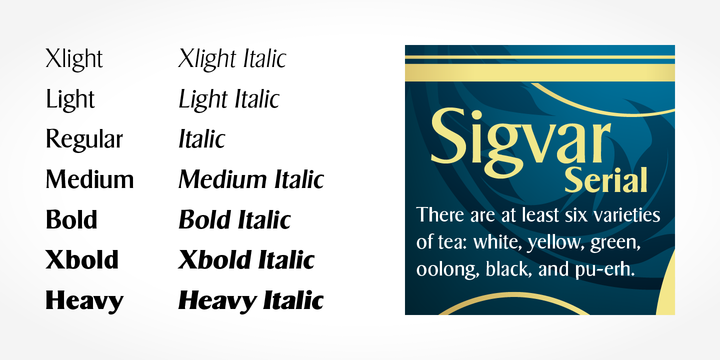 Пример шрифта Sigvar Serial Medium Italic