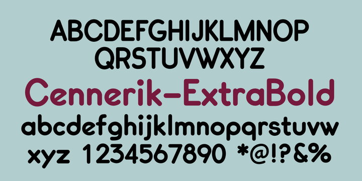 Пример шрифта Cennerik Extra Bold