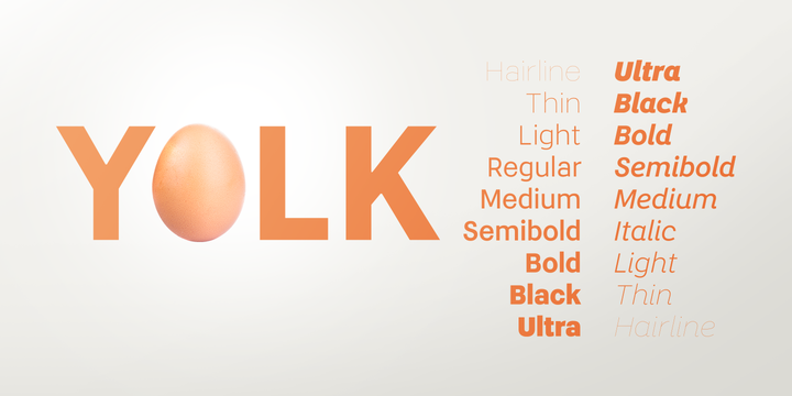 Пример шрифта Yolk Light Italic