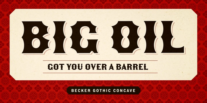 Пример шрифта Becker Gothics Concave