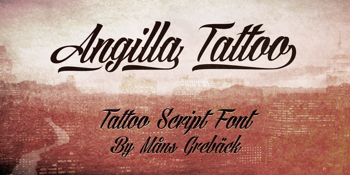 Пример шрифта Angilla Tattoo