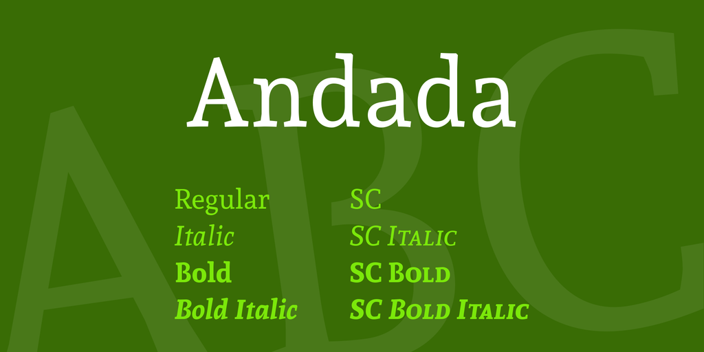 Пример шрифта Andada Pro