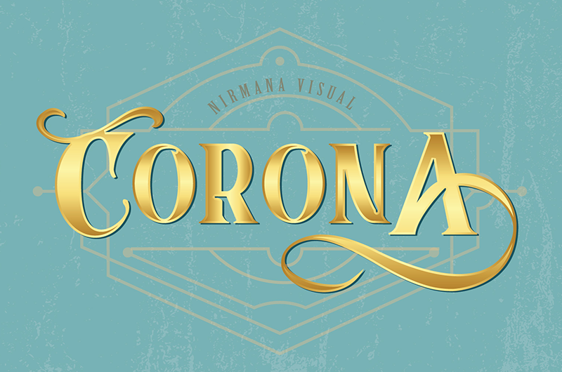Пример шрифта Corona