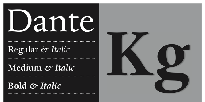Пример шрифта Dante