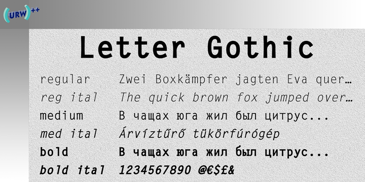 Пример шрифта Letter Gothic