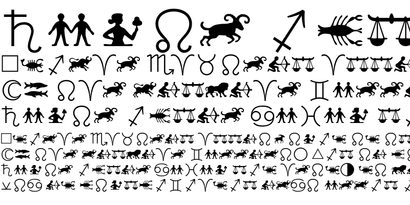 Пример шрифта Linotype Astrology Pi