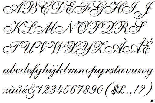 Пример шрифта Shelley