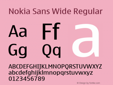 Пример шрифта Nokia Sans Wide anvirallinenkirjasin
