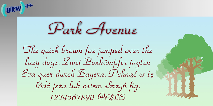 Пример шрифта Park Avenue