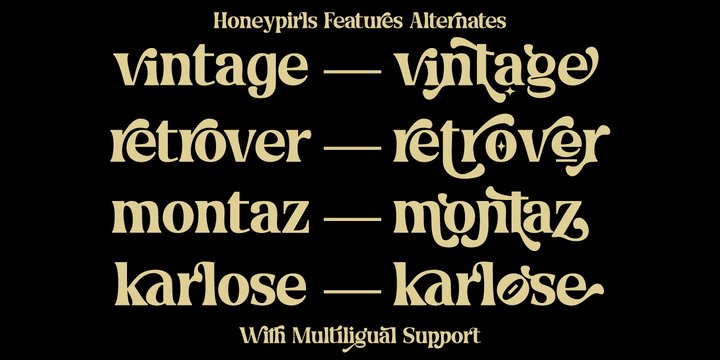 Пример шрифта Honeypirls Slant