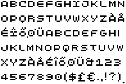 Пример шрифта Lomo Web Pixel
