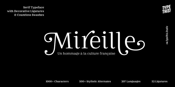 Пример шрифта Mireille