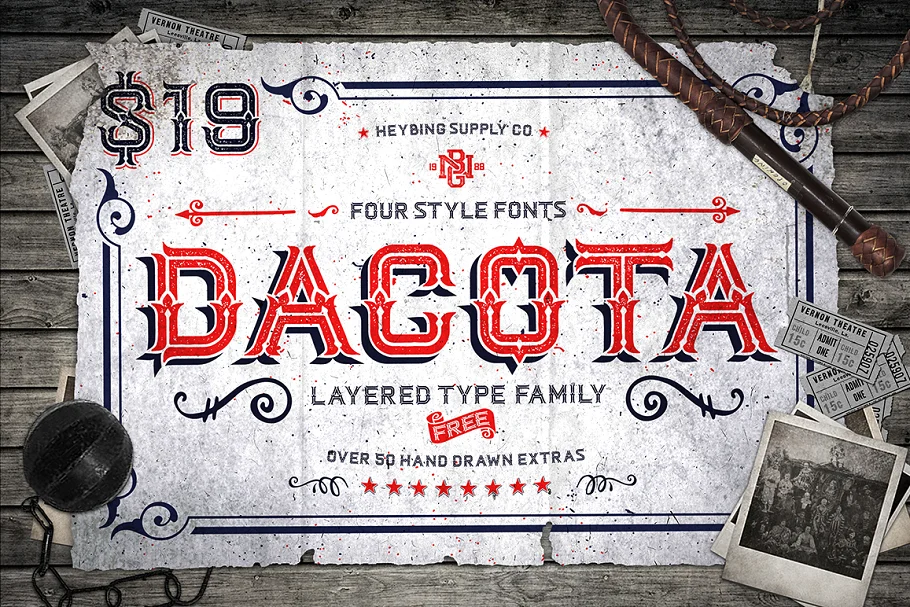 Пример шрифта Dacota Layered