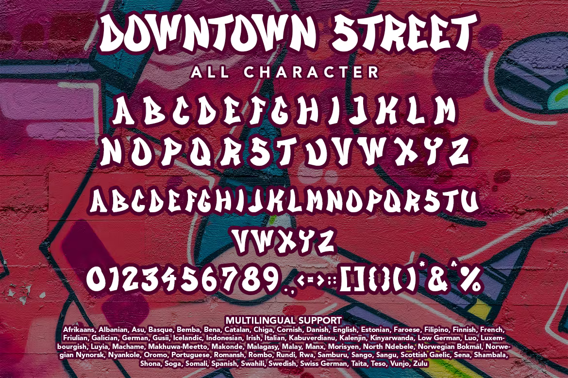Пример шрифта Downtown Street Regular