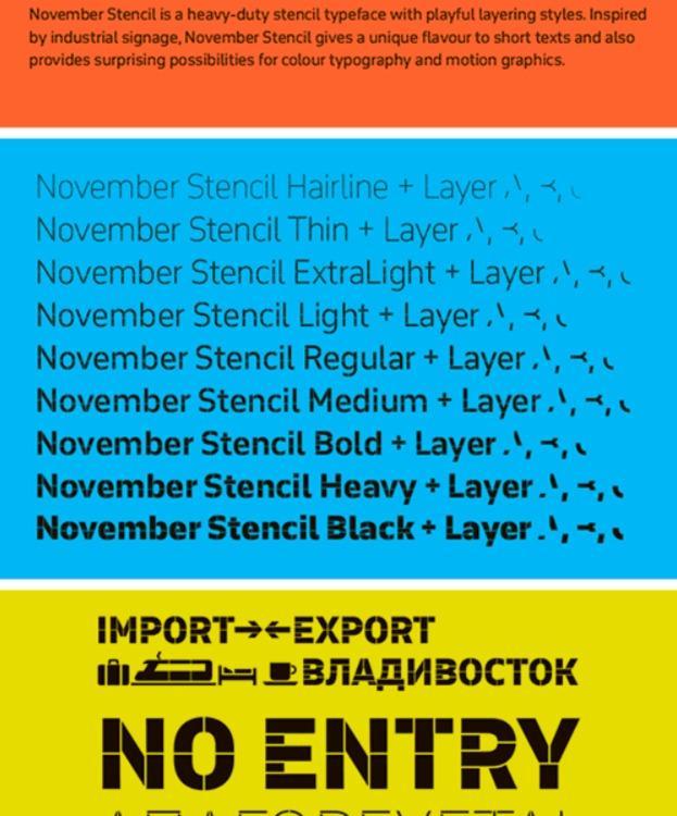 Пример шрифта November Stencil Pro