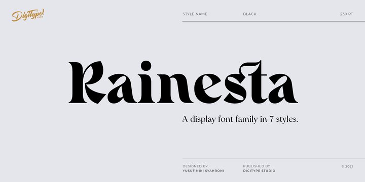 Пример шрифта Rainesta