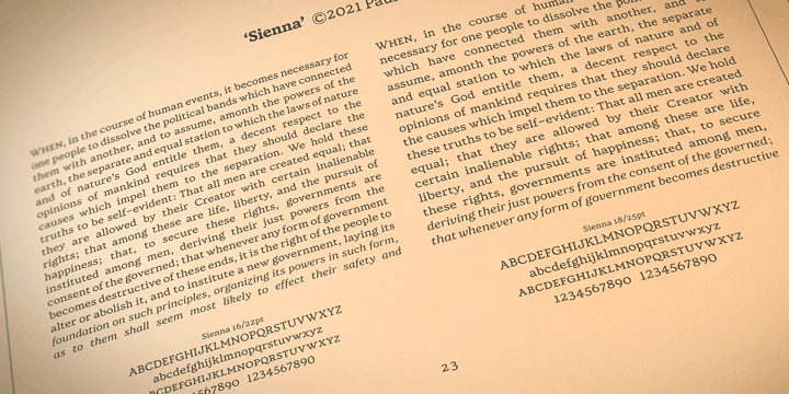 Пример шрифта Sienna Italic
