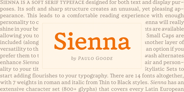 Пример шрифта Sienna Medium