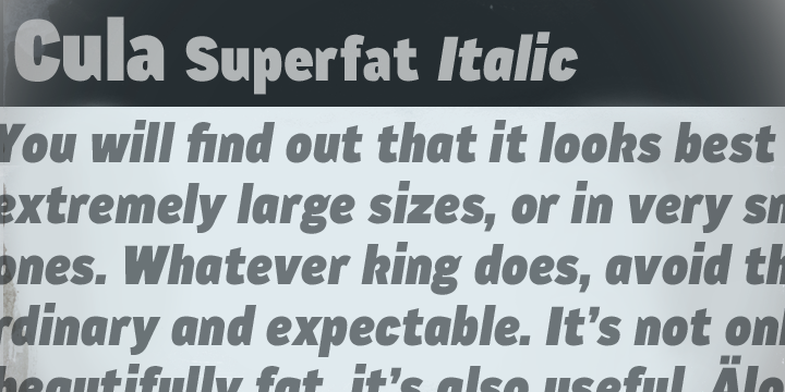 Пример шрифта CA Cula Superfat Italic
