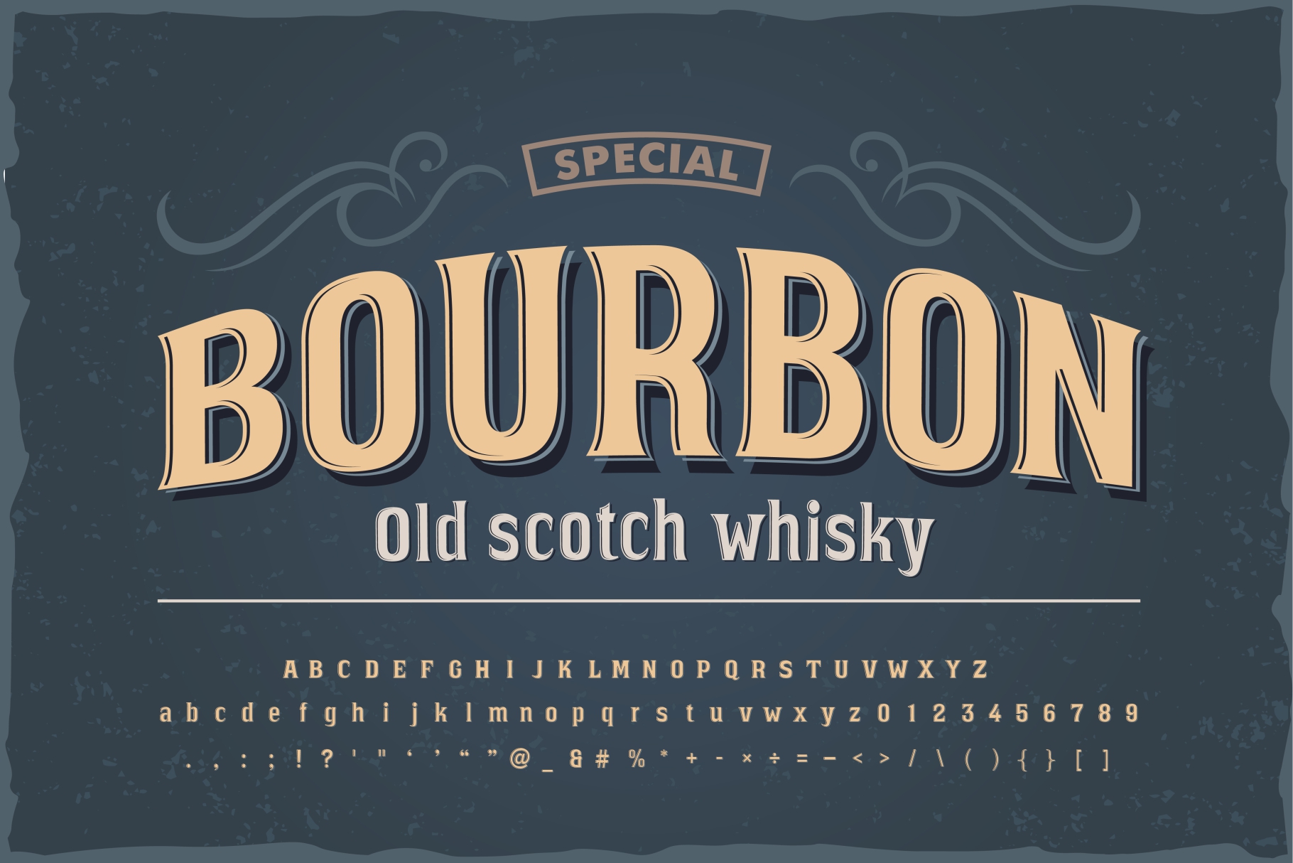 Пример шрифта Bourbon shadow