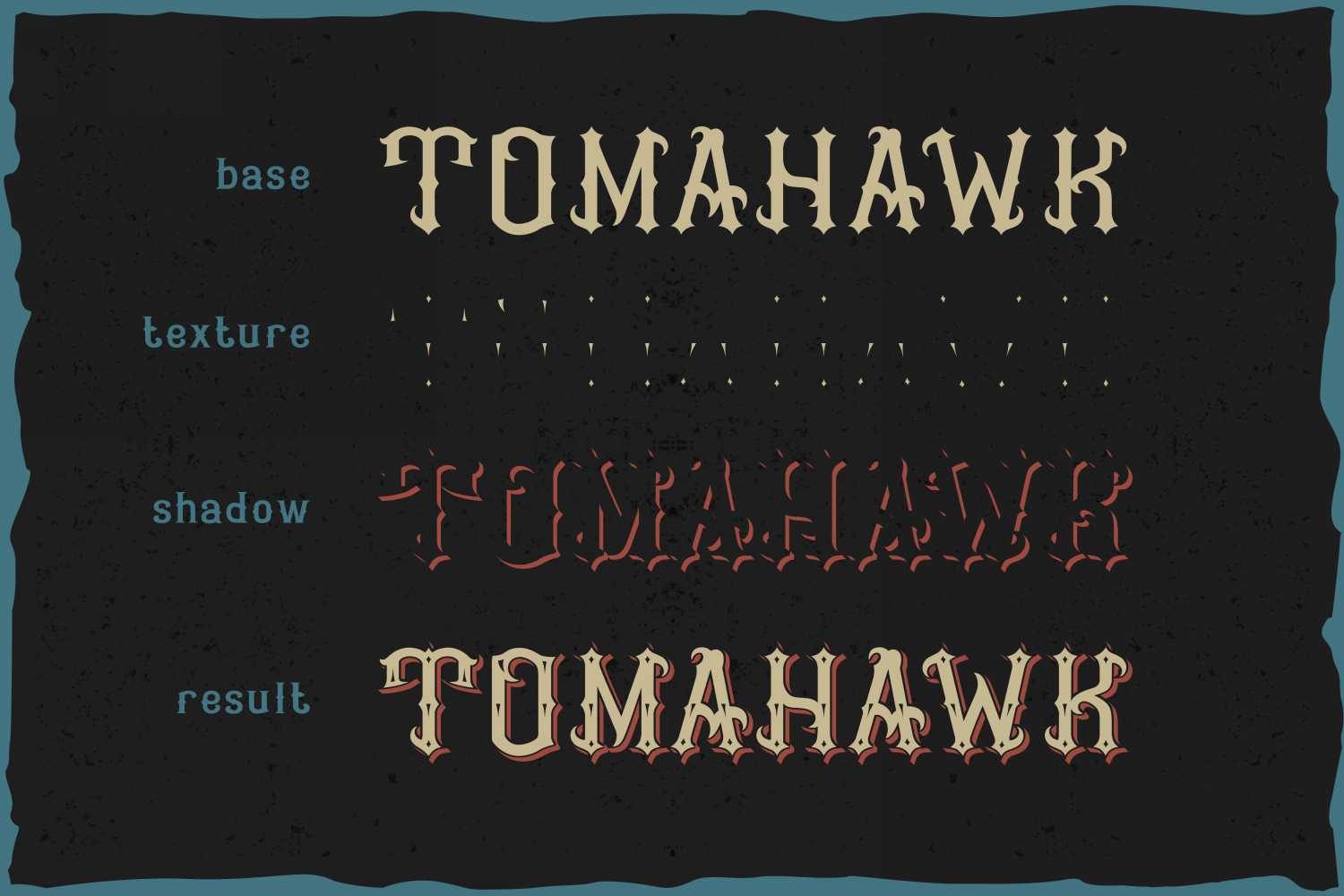 Пример шрифта Tomahawk shadow