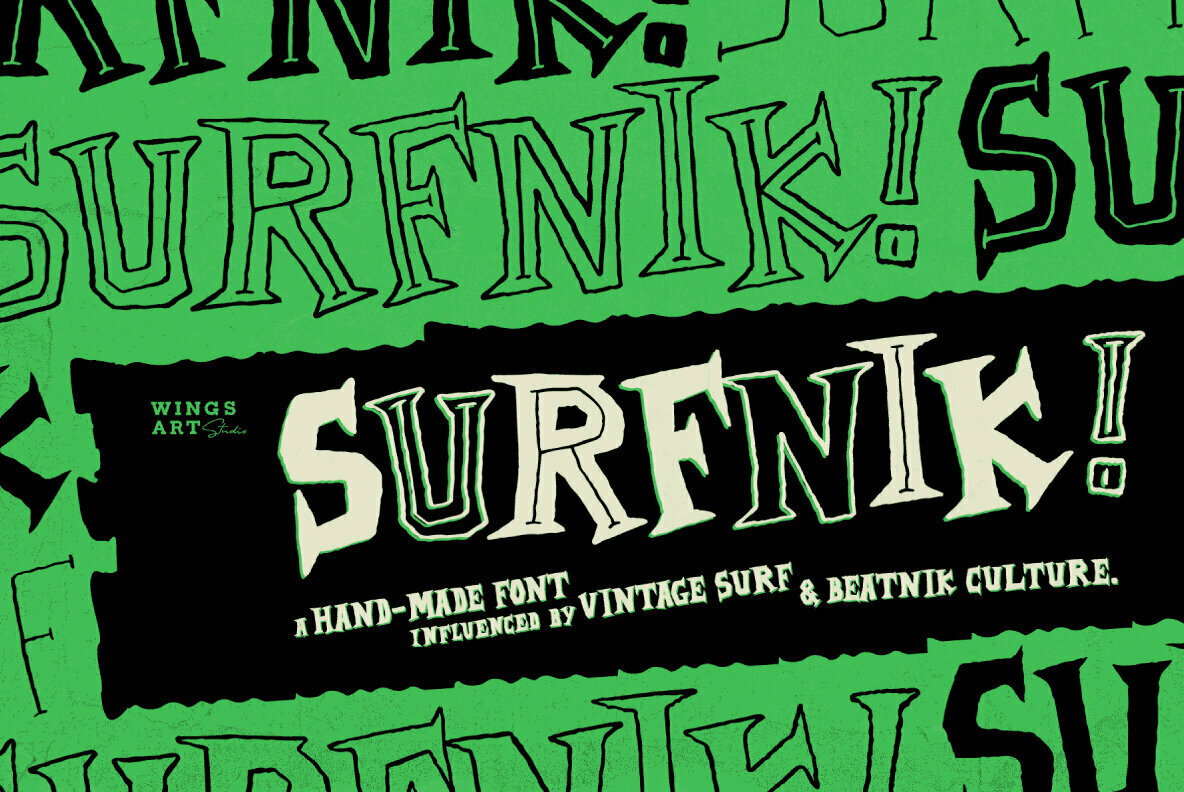 Пример шрифта Surfnik Outline