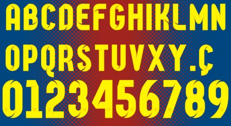 Пример шрифта FC Barcelona Extra bold Italic