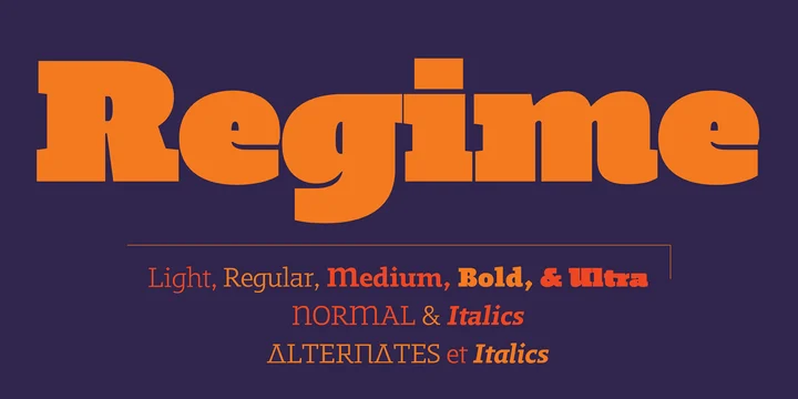 Пример шрифта Regime Ultra Italic